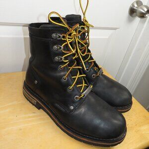 Harley Davidson Vibram Leather Motorcycle Boots Size 9.5 Hamerton Side Zipper